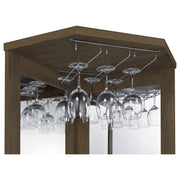 Alviso Corner Bar Cabinet with Stemware Rack Rustic Oak - Theo's Factory Direct Mattress & Furniture (Columbus, OH)