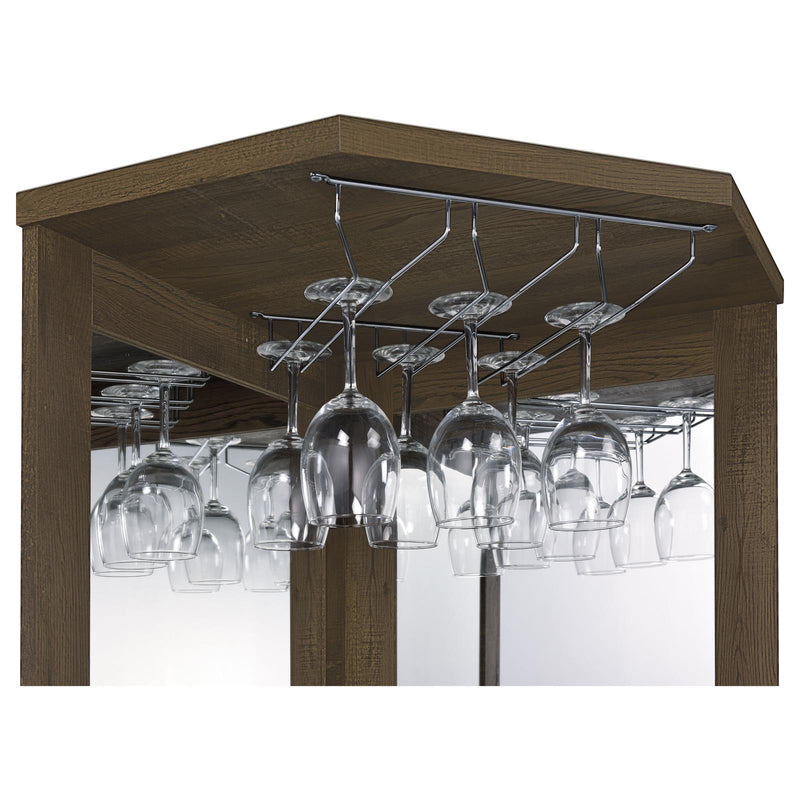 Alviso Corner Bar Cabinet with Stemware Rack Rustic Oak - Theo's Factory Direct Mattress & Furniture (Columbus, OH)