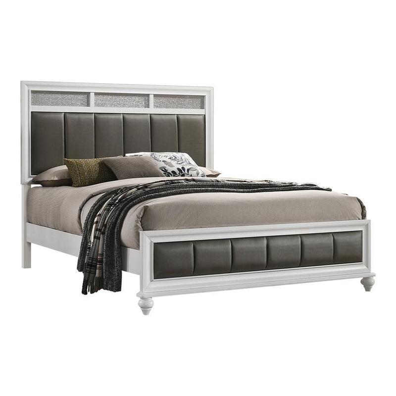 Barzini California King, E.King, & Queen Upholstered Panel Bed White - Theo's Factory Direct Mattress & Furniture (Columbus, OH)