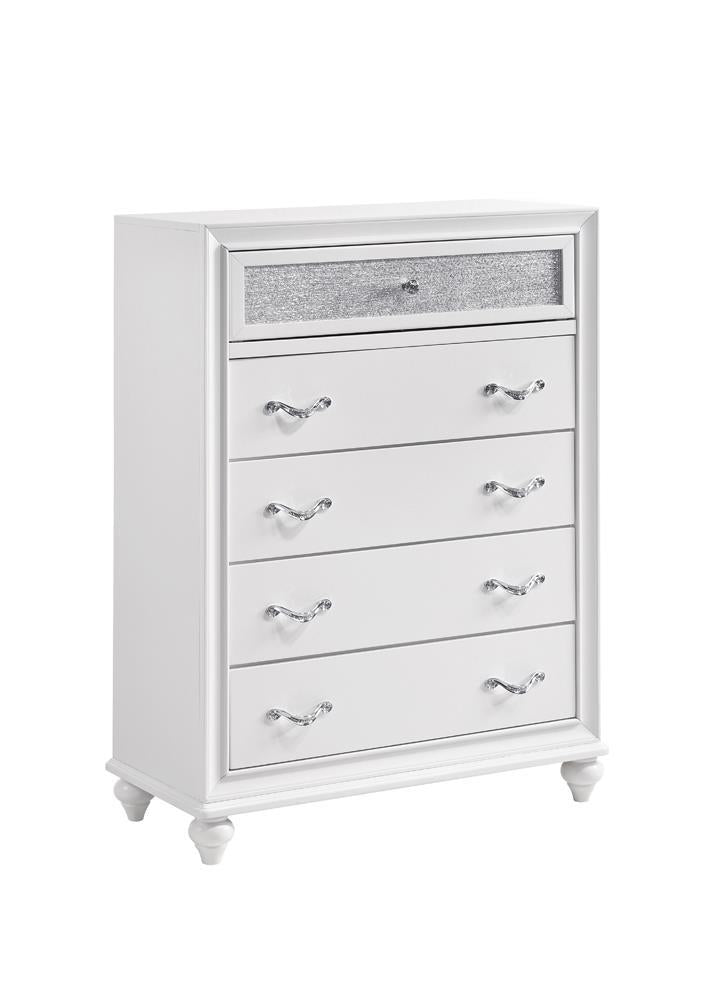 Barzini 5-drawer Chest White - Theo's Factory Direct Mattress & Furniture (Columbus, OH)
