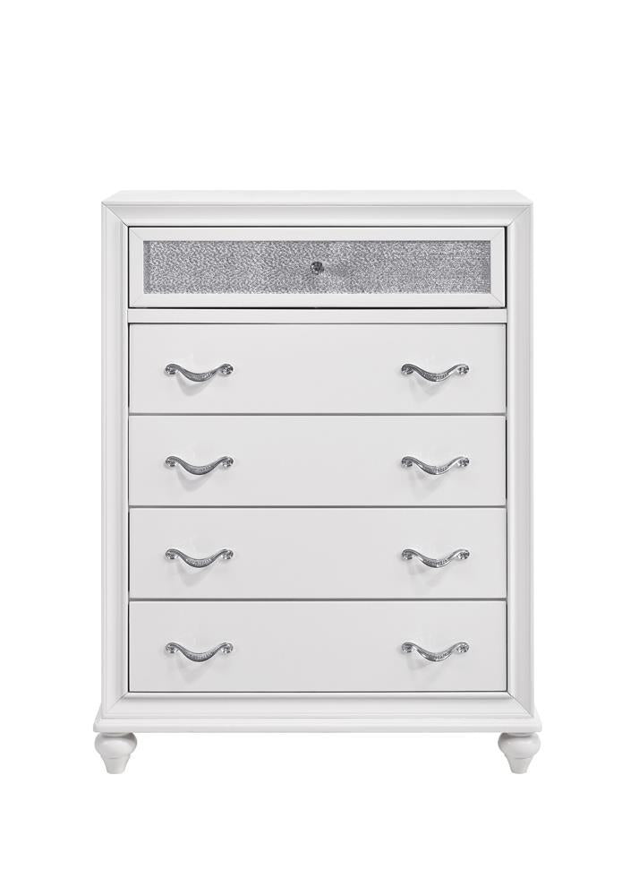 Barzini 5-drawer Chest White - Theo's Factory Direct Mattress & Furniture (Columbus, OH)