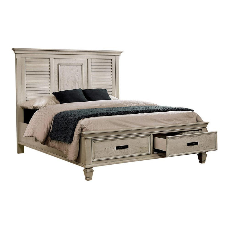 Franco Eastern King & Queen Storage Bed Antique White - Theo's Factory Direct Mattress & Furniture (Columbus, OH)