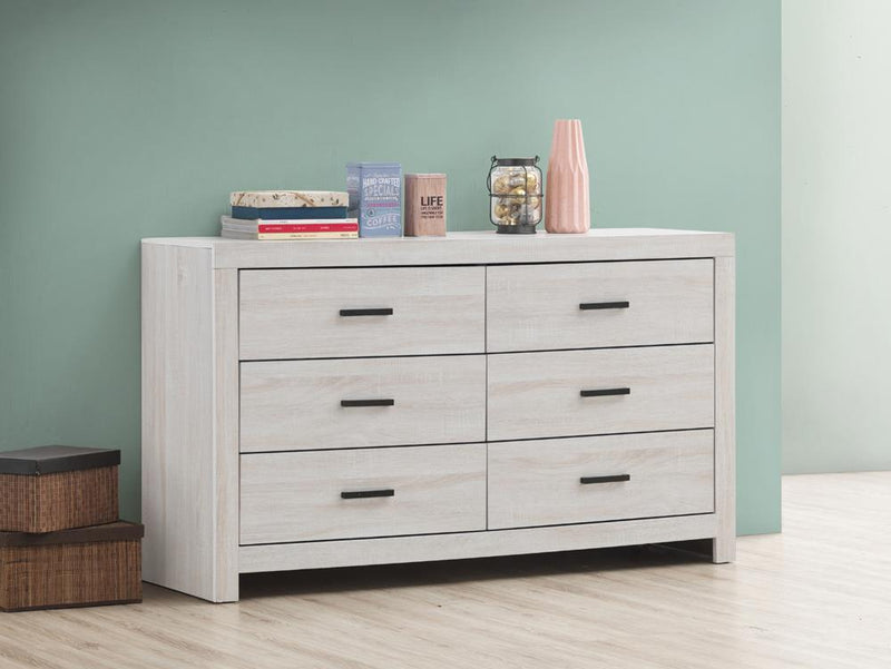 Brantford 6-drawer Dresser Coastal White - Theo's Factory Direct Mattress & Furniture (Columbus, OH)