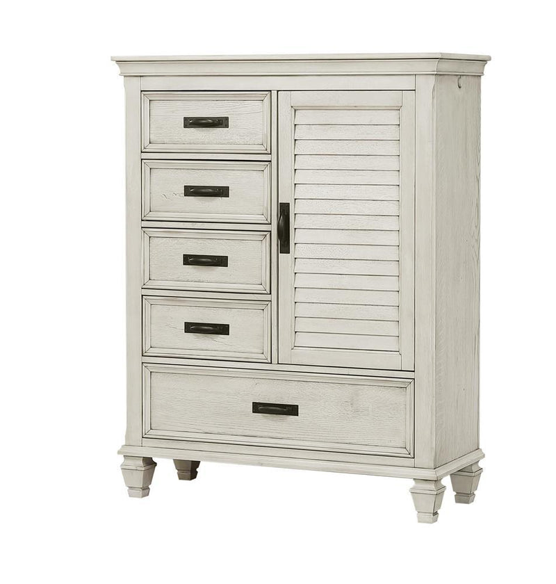 Franco 5-drawer Door Chest Antique White - Theo's Factory Direct Mattress & Furniture (Columbus, OH)