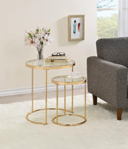 Maylin 2-piece Round Glass Top Nesting Tables Gold - Theo's Factory Direct Mattress & Furniture (Columbus, OH)