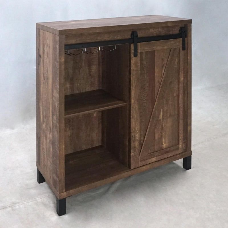Arlington Bar Cabinet with Sliding Door Rustic Oak - Theo's Factory Direct Mattress & Furniture (Columbus, OH)