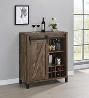 Arlington Bar Cabinet with Sliding Door Rustic Oak - Theo's Factory Direct Mattress & Furniture (Columbus, OH)