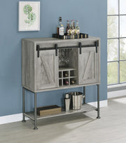 Claremont Sliding Door Bar Cabinet with Lower Shelf Grey Driftwood - Theo's Factory Direct Mattress & Furniture (Columbus, OH)