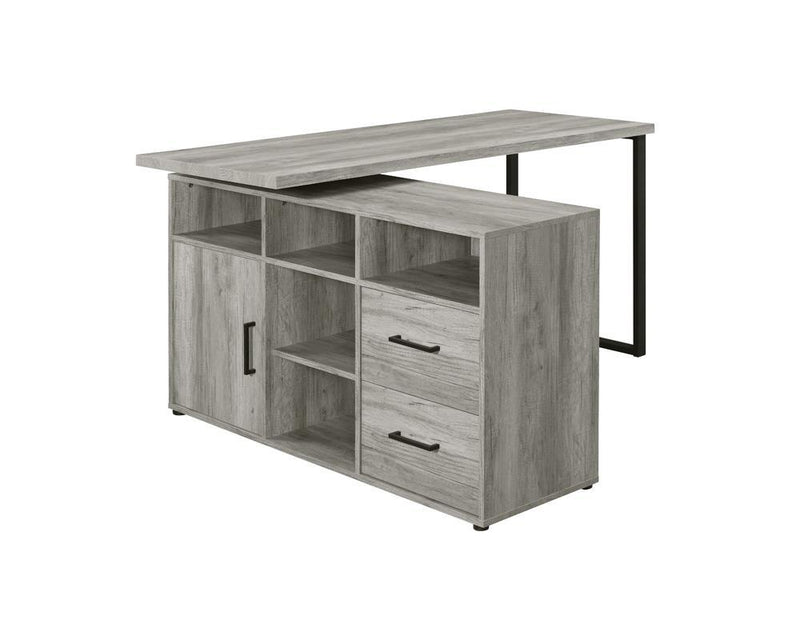 Hertford L-shape Office Desk with Storage Grey Driftwood - Theo's Factory Direct Mattress & Furniture (Columbus, OH)