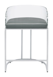 Thermosolis Acrylic Back Counter Height Stools Grey and Chrome (Set of 2) - Theo's Factory Direct Mattress & Furniture (Columbus, OH)