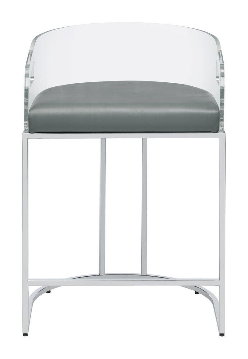 Thermosolis Acrylic Back Counter Height Stools Grey and Chrome (Set of 2) - Theo's Factory Direct Mattress & Furniture (Columbus, OH)