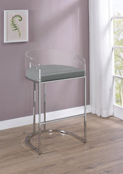 Thermosolis Acrylic Back Bar Stools Grey and Chrome (Set of 2) - Theo's Factory Direct Mattress & Furniture (Columbus, OH)