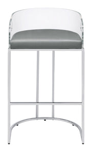Thermosolis Acrylic Back Bar Stools Grey and Chrome (Set of 2) - Theo's Factory Direct Mattress & Furniture (Columbus, OH)