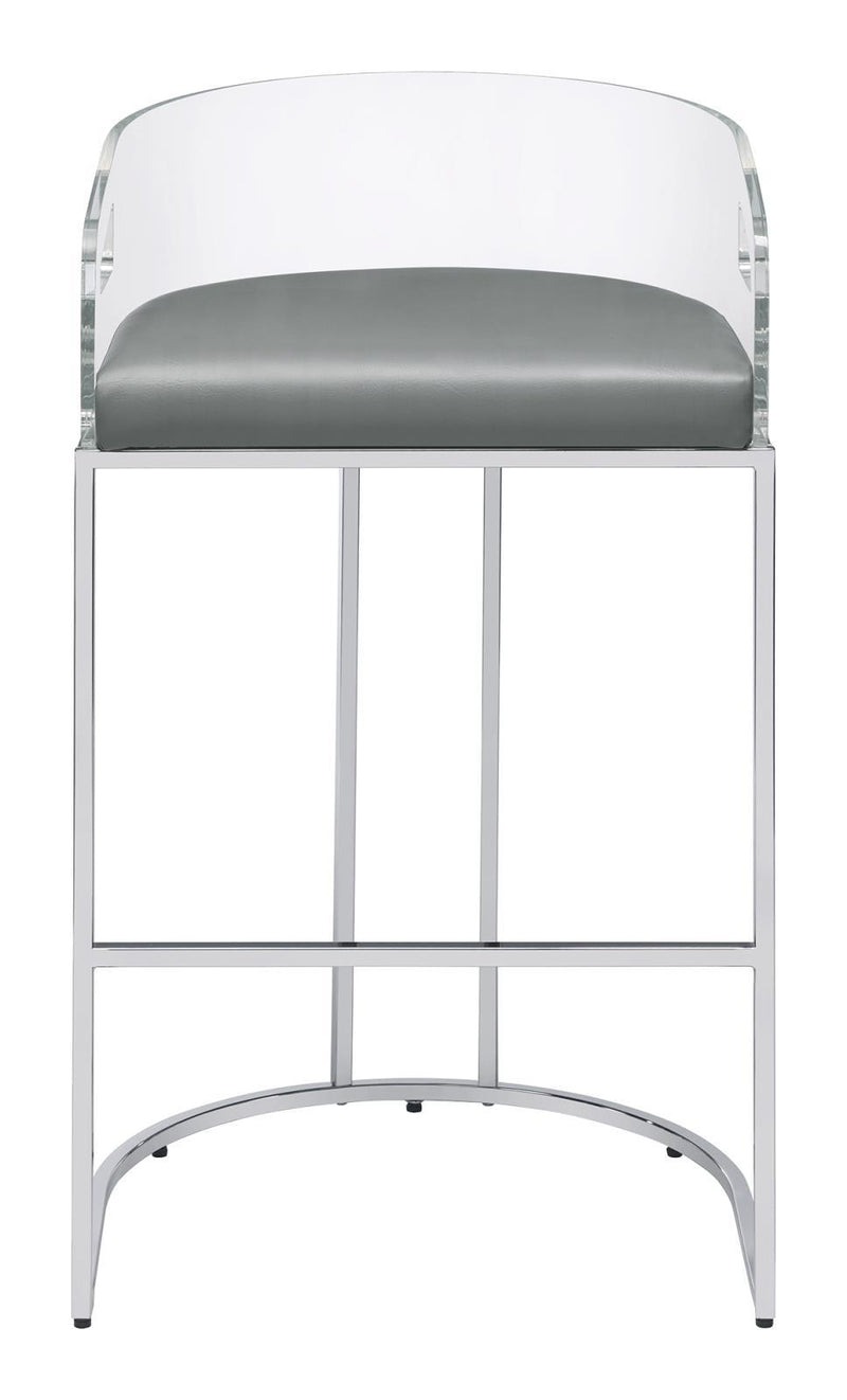 Thermosolis Acrylic Back Bar Stools Grey and Chrome (Set of 2) - Theo's Factory Direct Mattress & Furniture (Columbus, OH)