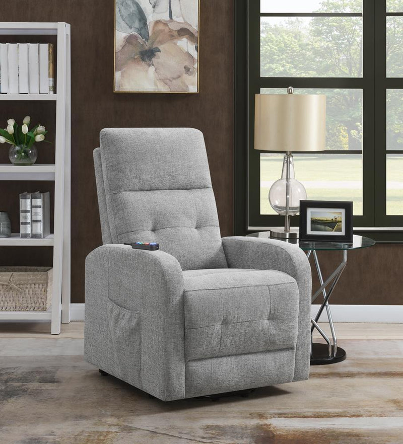 Howie Tufted Upholstered Power Lift Recliner Grey - Theo's Factory Direct Mattress & Furniture (Columbus, OH)