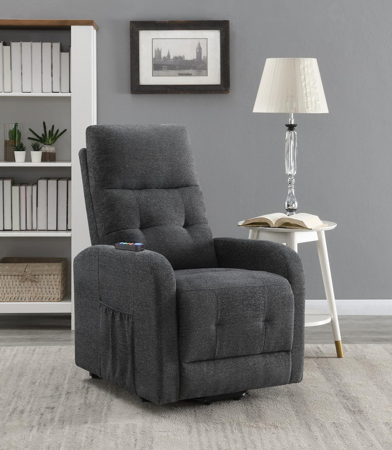 Howie Tufted Upholstered Power Lift Recliner Charcoal - Theo's Factory Direct Mattress & Furniture (Columbus, OH)