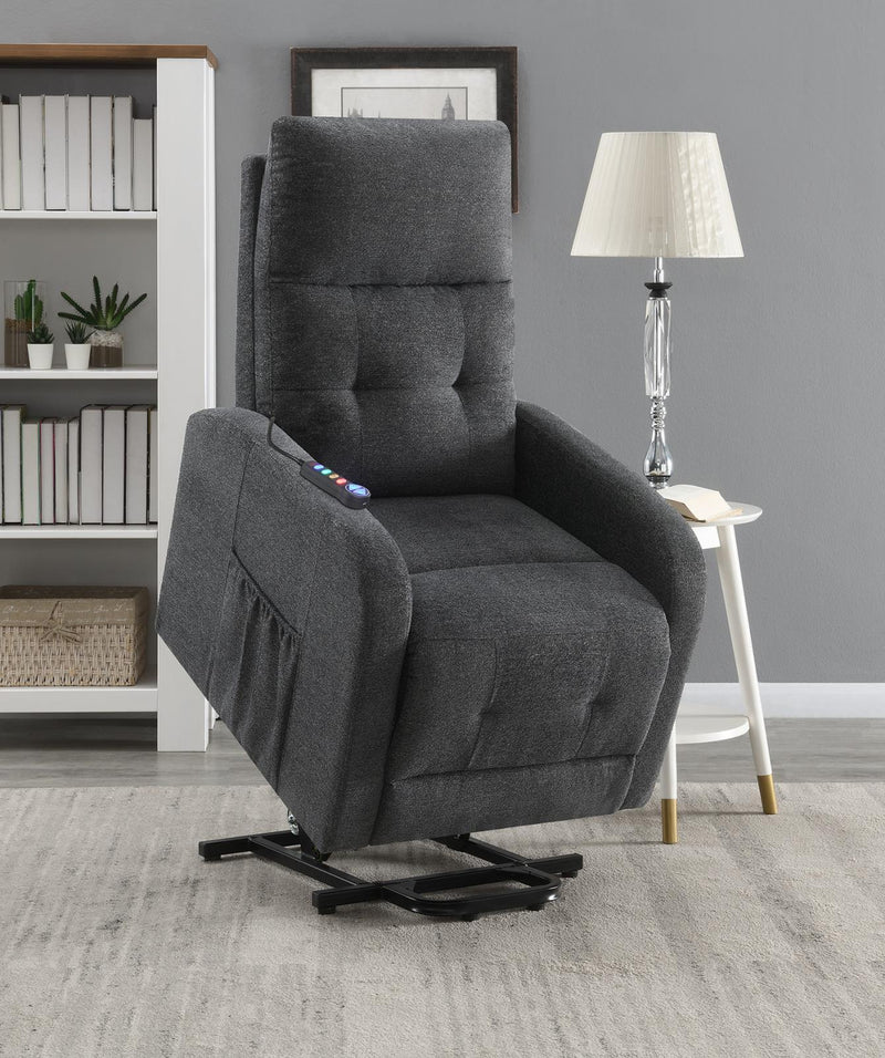 Howie Tufted Upholstered Power Lift Recliner Charcoal - Theo's Factory Direct Mattress & Furniture (Columbus, OH)