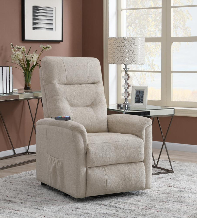 Henrietta Power Lift Recliner with Storage Pocket Beige - Theo's Factory Direct Mattress & Furniture (Columbus, OH)