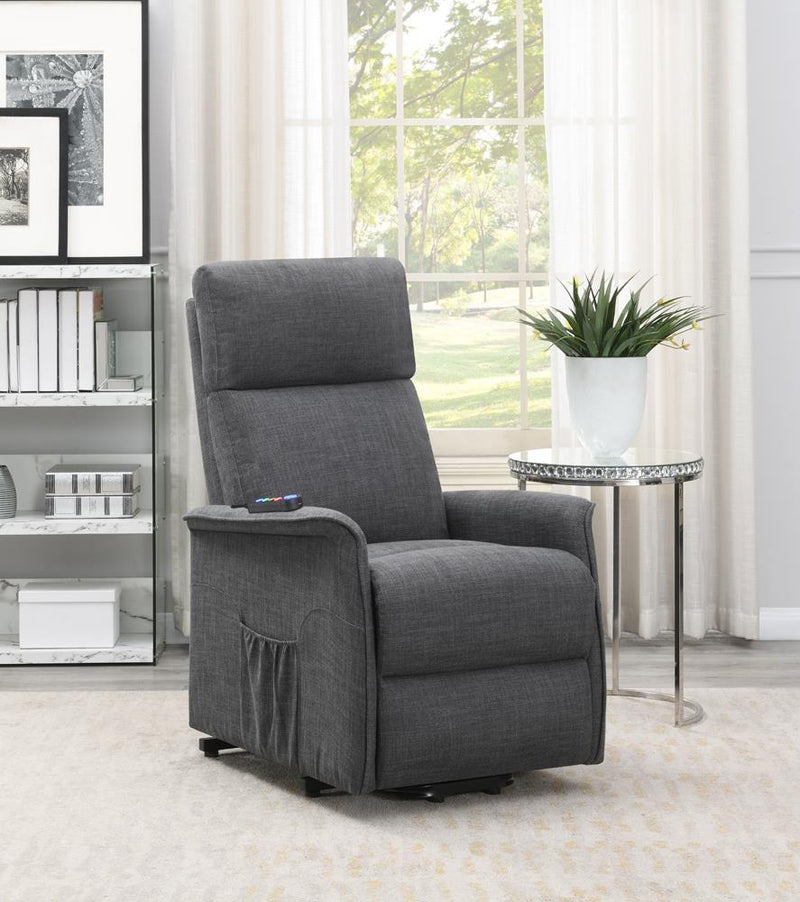 Herrera Power Lift Recliner with Wired Remote Charcoal - Theo's Factory Direct Mattress & Furniture (Columbus, OH)