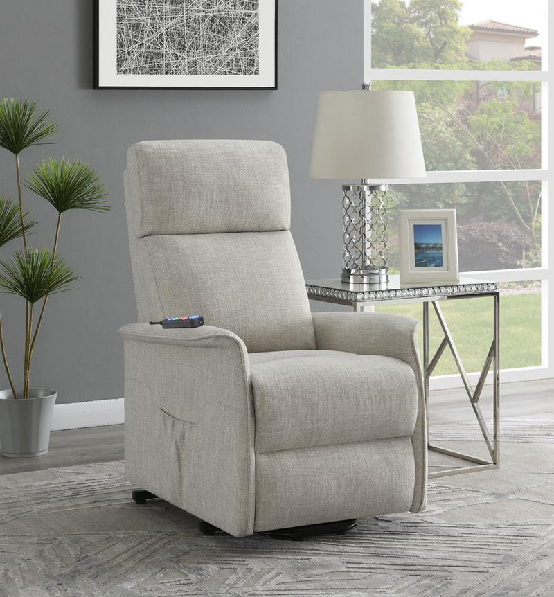 Herrera Power Lift Recliner with Wired Remote Beige - Theo's Factory Direct Mattress & Furniture (Columbus, OH)