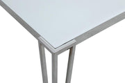 Pauline Rectangular Dining Table with Metal Leg White and Chrome - Theo's Factory Direct Mattress & Furniture (Columbus, OH)