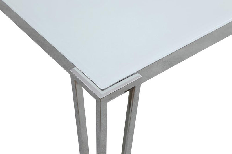 Pauline Rectangular Dining Table with Metal Leg White and Chrome - Theo's Factory Direct Mattress & Furniture (Columbus, OH)