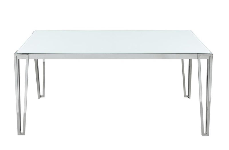 Pauline Rectangular Dining Table with Metal Leg White and Chrome - Theo's Factory Direct Mattress & Furniture (Columbus, OH)