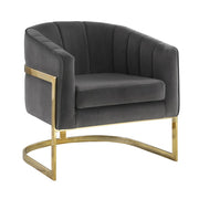 Joey Tufted Barrel Accent Chair Dark Grey and Gold - Theo's Factory Direct Mattress & Furniture (Columbus, OH)