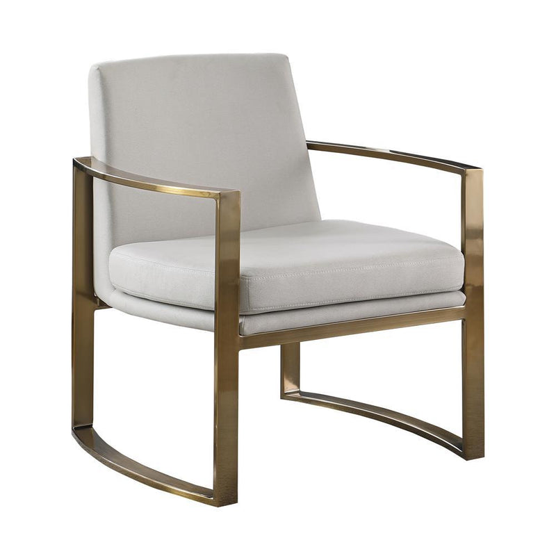 Cory Concave Metal Arm Accent Chair Cream and Bronze - Theo's Factory Direct Mattress & Furniture (Columbus, OH)