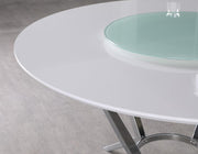 Abby Round Dining Table with Lazy Susan White and Chrome - Theo's Factory Direct Mattress & Furniture (Columbus, OH)