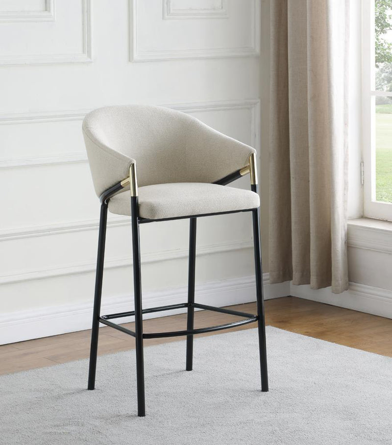 Chadwick Sloped Arm Bar Stools Beige and Glossy Black (Set of 2) - Theo's Factory Direct Mattress & Furniture (Columbus, OH)