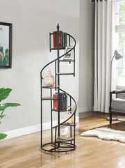Roseglen 8-shelf Staircase Bookcase Rustic Brown and Black - Theo's Factory Direct Mattress & Furniture (Columbus, OH)