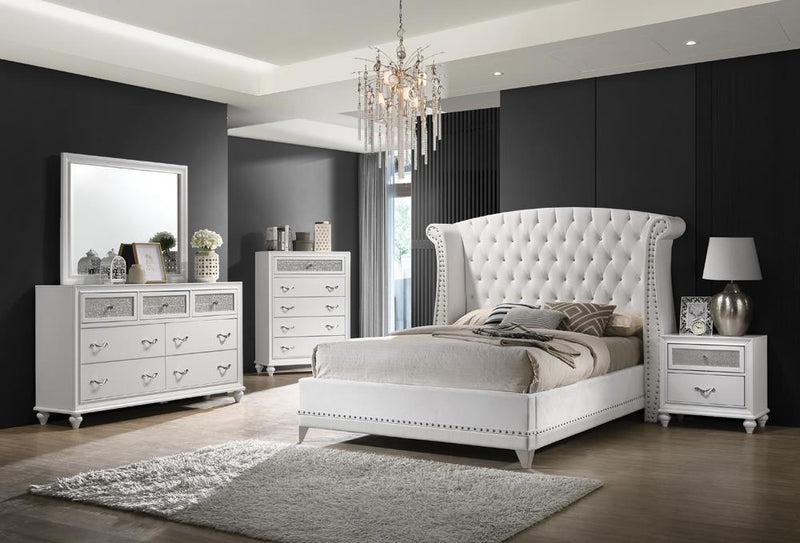 Barzini California King, Eking, & Queen Wingback Tufted Bed White - Theo's Factory Direct Mattress & Furniture (Columbus, OH)