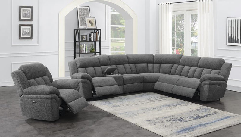 Bahrain 6-piece Upholstered Power Sectional Charcoal - Theo's Factory Direct Mattress & Furniture (Columbus, OH)