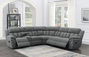 Bahrain 6-piece Upholstered Motion Sectional Charcoal - Theo's Factory Direct Mattress & Furniture (Columbus, OH)