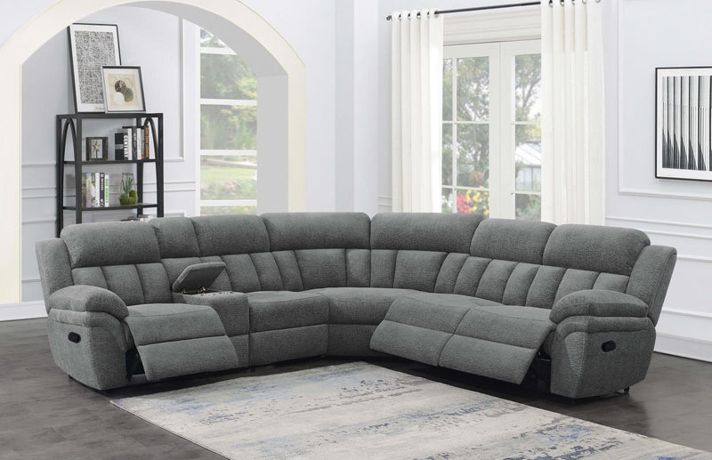 Bahrain 6-piece Upholstered Motion Sectional Charcoal - Theo's Factory Direct Mattress & Furniture (Columbus, OH)