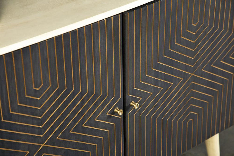 Ixora 2-door Accent Cabinet White Washed and Black - Theo's Factory Direct Mattress & Furniture (Columbus, OH)