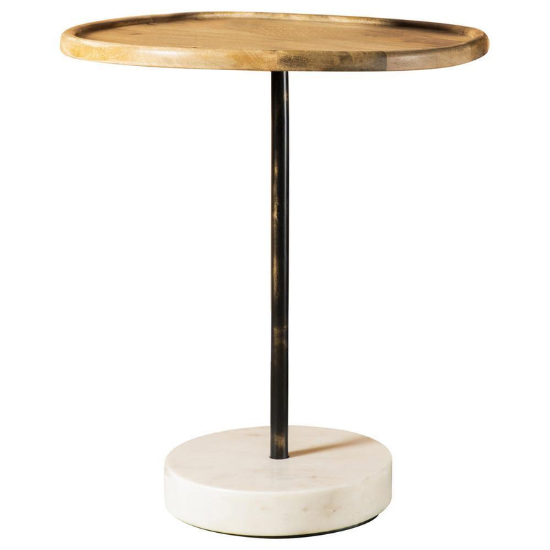 Ginevra Round Wooden Top Accent Table Natural and White - Theo's Factory Direct Mattress & Furniture (Columbus, OH)
