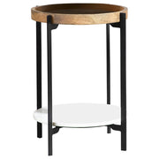 Adhvik Round Accent Table with Marble Shelf Natural and Black - Theo's Factory Direct Mattress & Furniture (Columbus, OH)