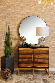 Zara 2-door Accent Cabinet Black Walnut and Gold - Theo's Factory Direct Mattress & Furniture (Columbus, OH)