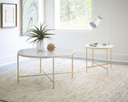 Ellison Round X-cross End Table White and Gold - Theo's Factory Direct Mattress & Furniture (Columbus, OH)