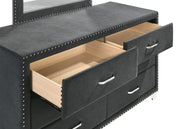 Melody 6-drawer Upholstered Dresser Grey - Theo's Factory Direct Mattress & Furniture (Columbus, OH)
