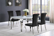 Carone Rectangular Glass Top Dining Table White and Chrome - Theo's Factory Direct Mattress & Furniture (Columbus, OH)