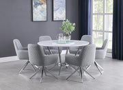 Abby Round Dining Table with Lazy Susan White and Chrome - Theo's Factory Direct Mattress & Furniture (Columbus, OH)