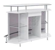 Gideon Crescent Shaped Glass Top Bar Unit with Drawer - Theo's Factory Direct Mattress & Furniture (Columbus, OH)