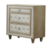 Antonella 3-drawer Upholstered Nightstand Ivory and Camel - Theo's Factory Direct Mattress & Furniture (Columbus, OH)