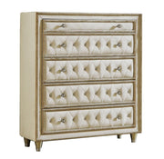 Antonella 5-drawer Upholstered Chest Ivory and Camel - Theo's Factory Direct Mattress & Furniture (Columbus, OH)