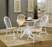 Allison Drop Leaf Round Dining Table Natural Brown and White - Theo's Factory Direct Mattress & Furniture (Columbus, OH)