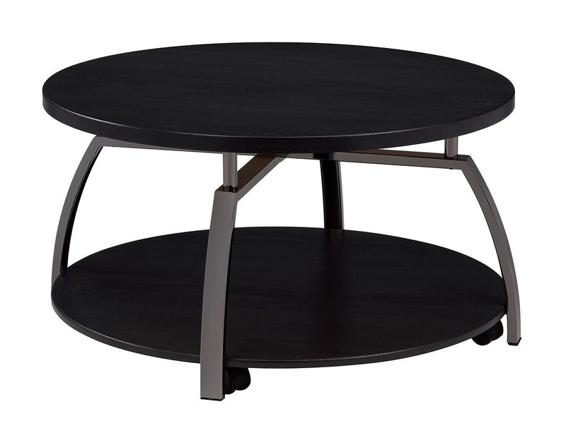 Dacre Round Coffee Table Dark Grey and Black Nickel - Theo's Factory Direct Mattress & Furniture (Columbus, OH)