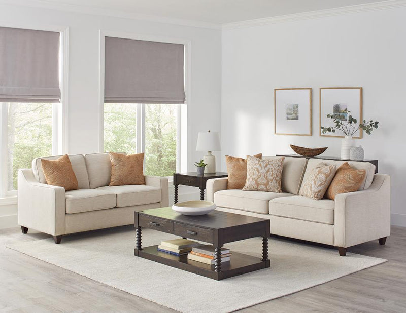 Christine Upholstered Cushion Back Sofa Beige - Theo's Factory Direct Mattress & Furniture (Columbus, OH)
